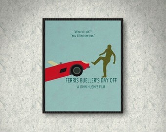 Ferris Bueller's Day Off Minimalist Movie Poster Print, Ferris Bueller Poster, Wall Art, Home Decor, Car Version
