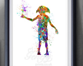 Harry Potter Dobby Elf Silhouette Poster Print - Wall Decor - Artwork- Painting - Illustration - Home Decor - Kids Decor - Nursery Decor