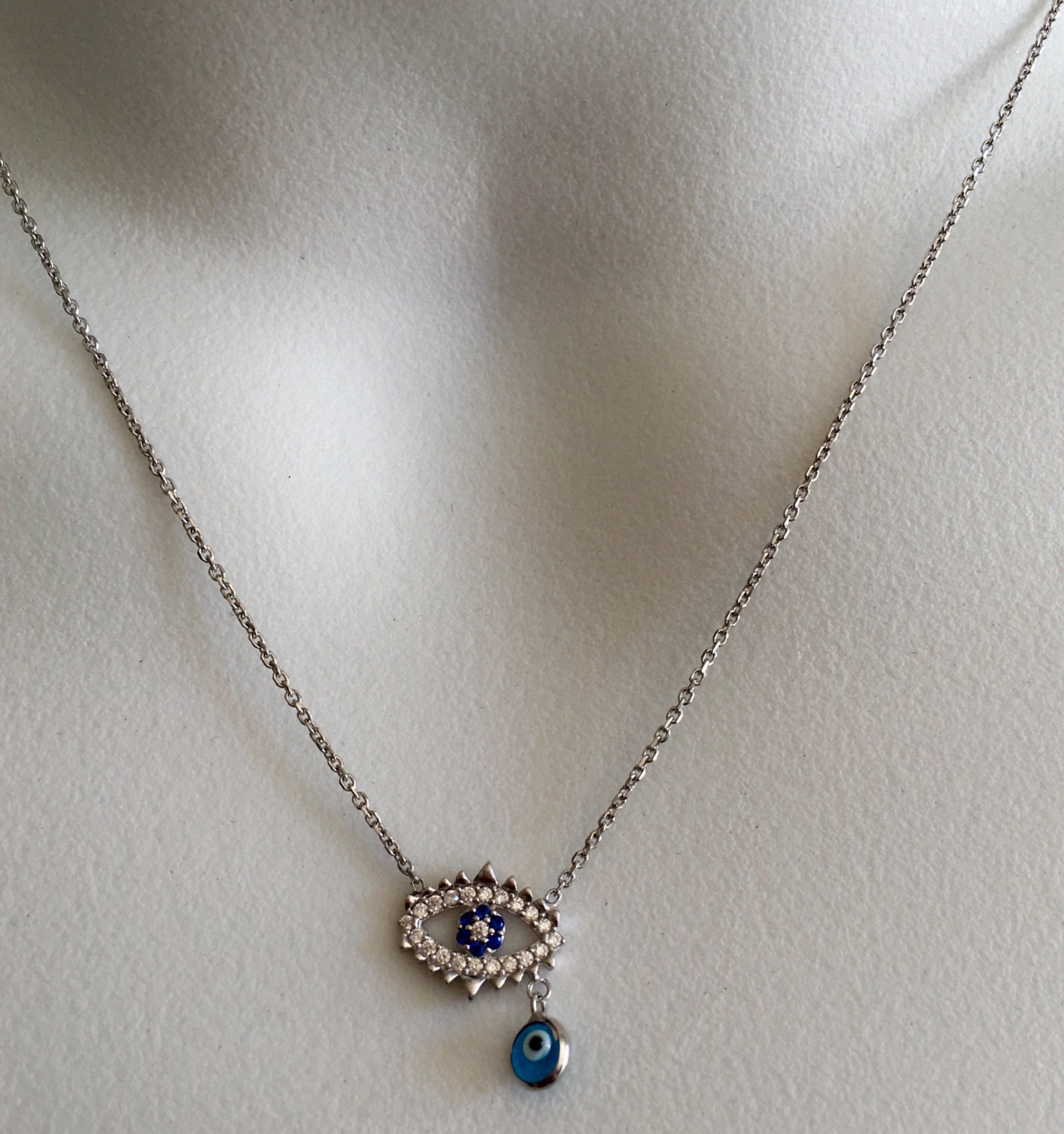 Sterling Silver Evil Eye Necklace By Tallulahfashion You