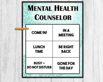 Mental Health Counselor Door Sign Digital Download Mental Health Counselor Printable Art Office Door Sign Instant Download Office Printables