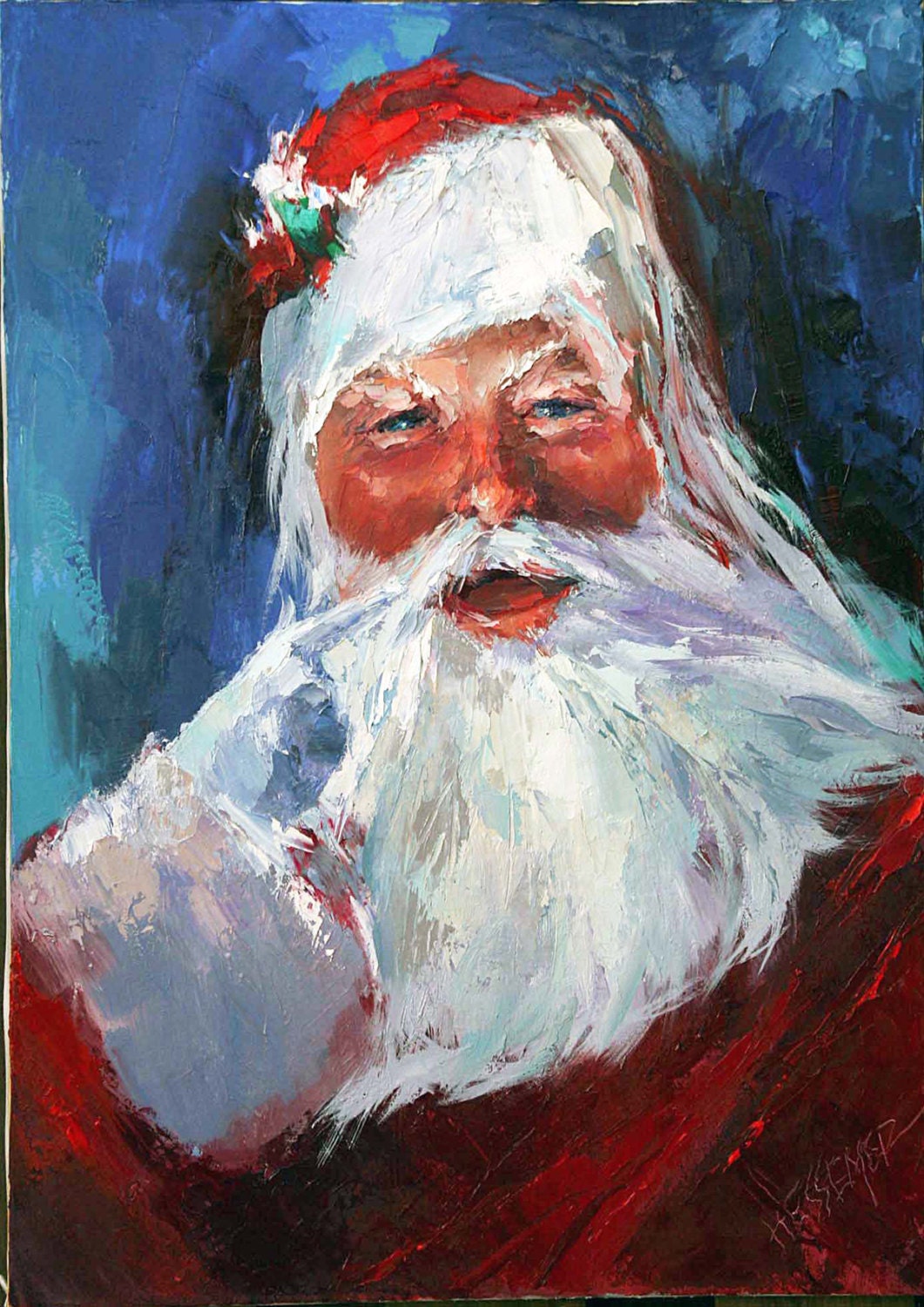 Santa Claus Painting Holiday Print Christmas Print Santa