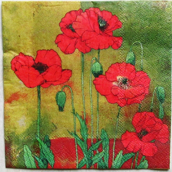 art supplies decoupage napkins tulip paper Decoupage Red Flower Scrapbooking