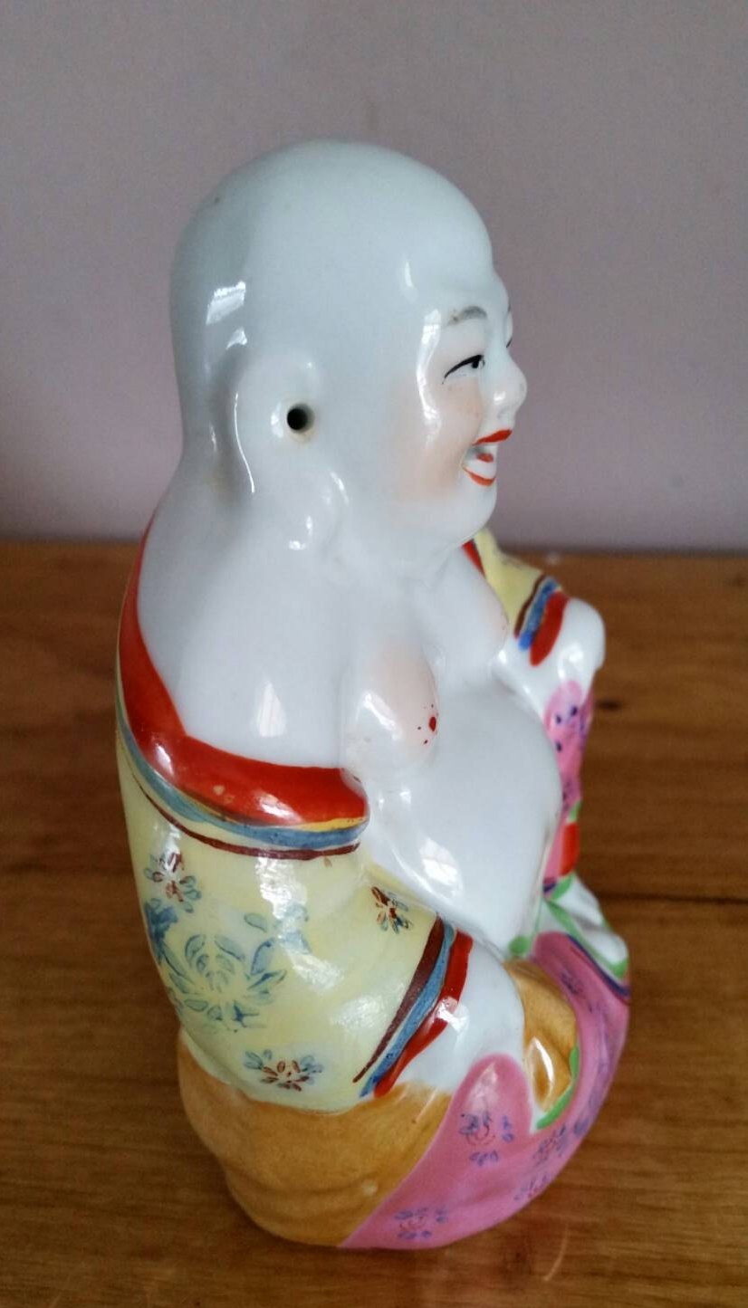 Hand Painted Colourful Laughing Buddha Ceramic Statue