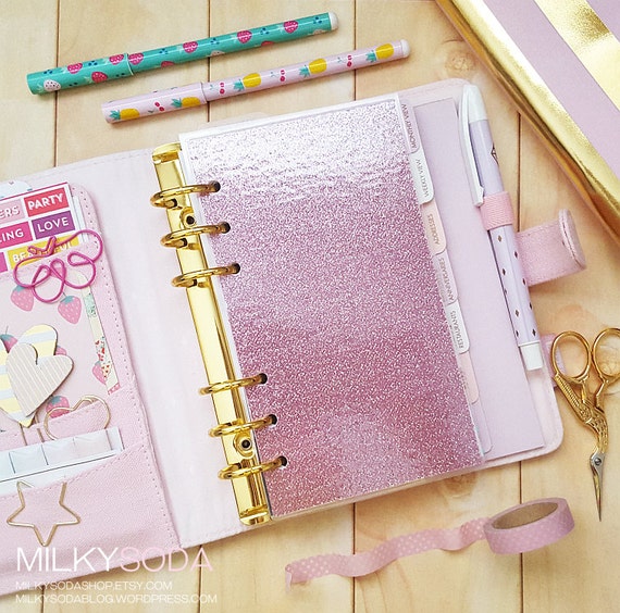Items similar to Personal Planner Dashboard, Pink Glitter Dashboard ...