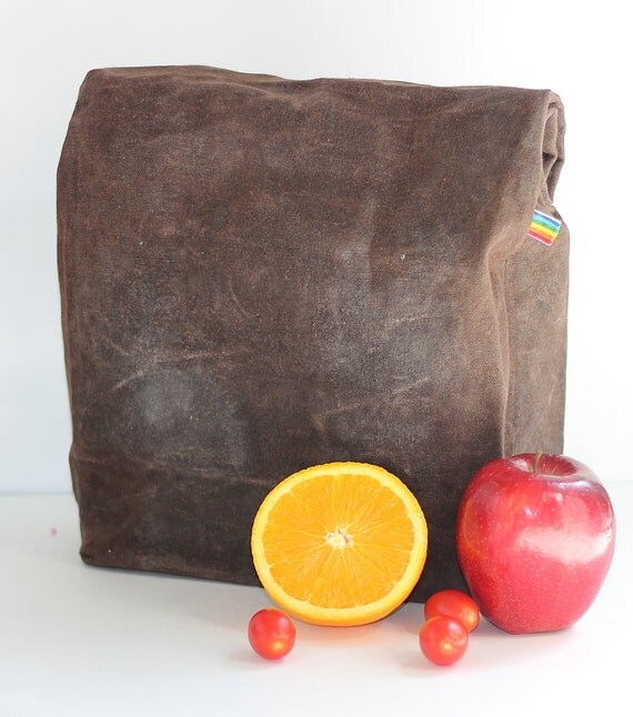 Aazon.co: Waxed Canvas Lunch Bag – Reusable Insulated Paper Bag-Style
