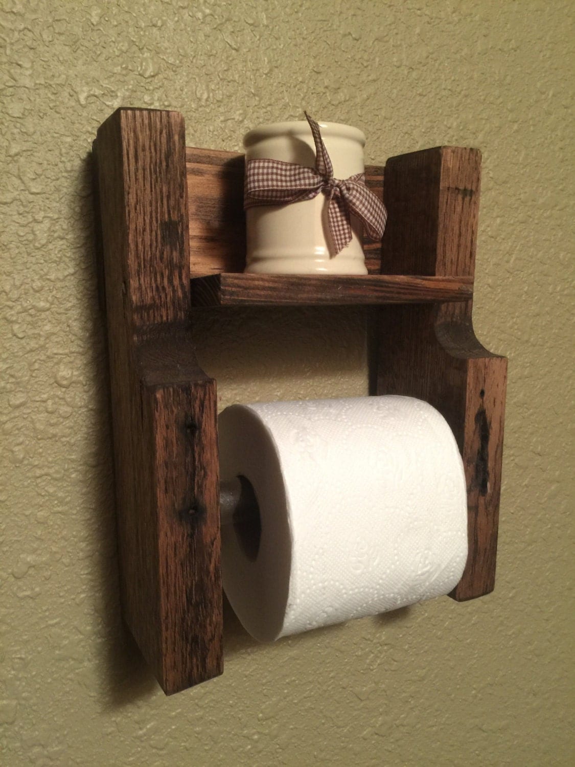 Pallet Toilet Paper Holder with Shelf by on Etsy