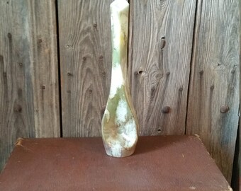 Unusual French Vintage Twisted Glass and Lustre Flower Vase - Milk Glass Stem Vase