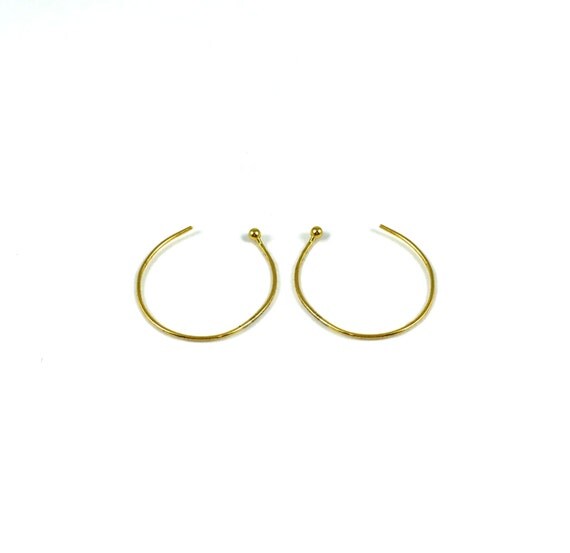 Threader Earrings Open Hoop Earrings Ball Hoop by
