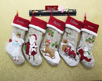 Monogrammed Christmas Stocking Personalized Christmas snowflake Stockings funny Christmas Stockings ornaments