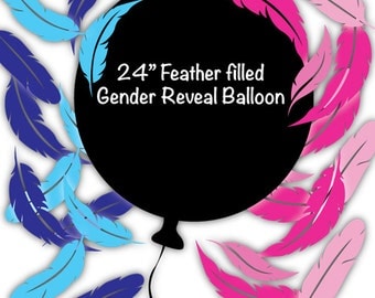 24" Feather Filled Black Gender Reveal Balloon - Gender Reveal Balloon - Black Gender Reveal Balloon