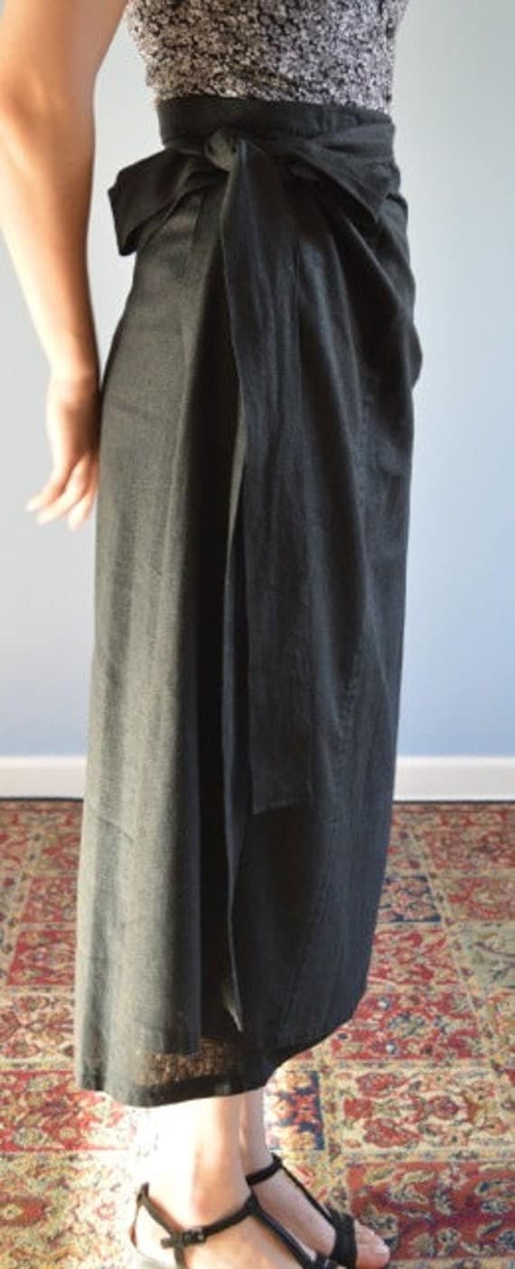 wrap linen maxi skirt