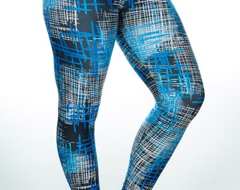 Matrix - Black/Blue/White Print Spandex Leggings