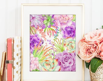 Succulent Plant frame, wedding printable, watercolor succulent frame, digital print for Instant Download