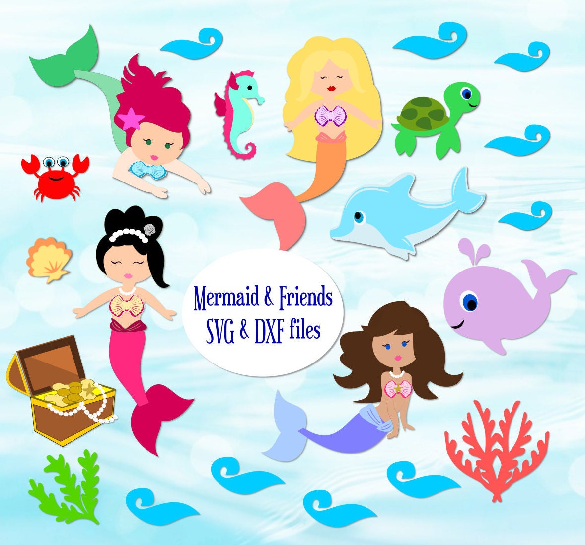 Download Mermaid SVG Cut Files Under the Sea SVG files DXF Sea Life