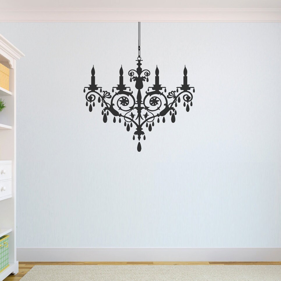 Crystal Chandelier with Candles Stencil Wall Art Self Adhesive
