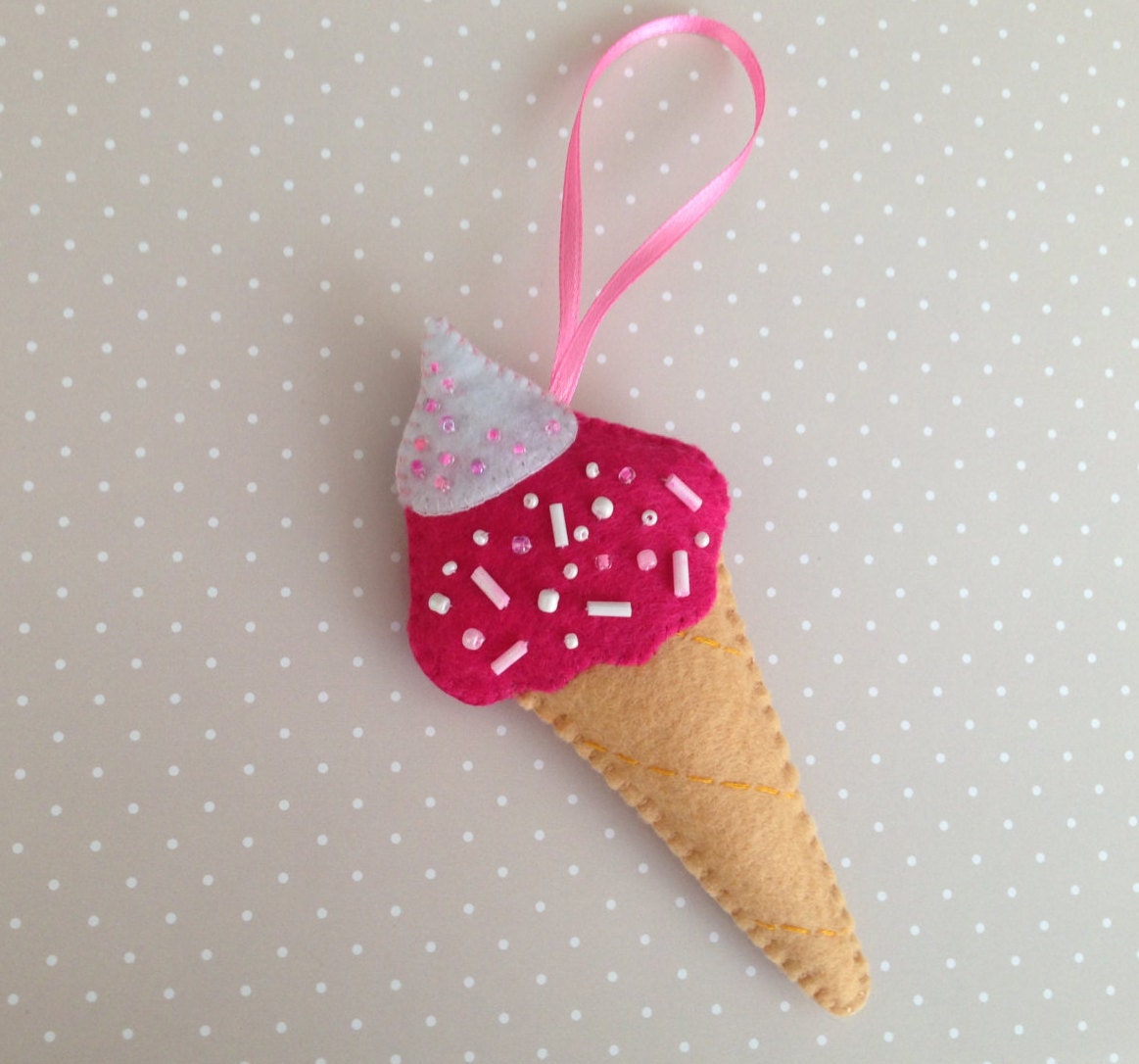 Felt ice cream cone felt ornament ice cream cone Play food
