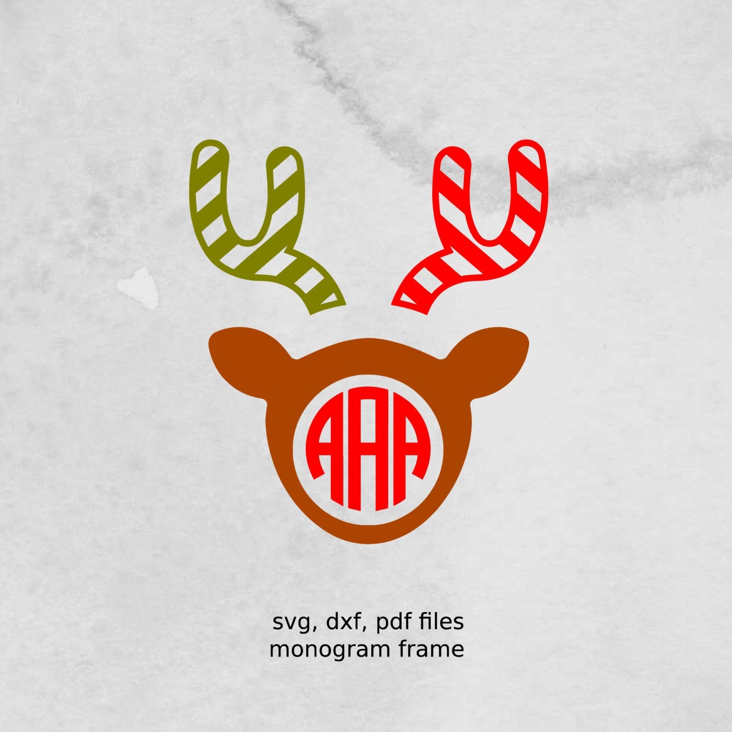 Download Reindeer Monogram Frame Christmas SVG file dxf vectors for