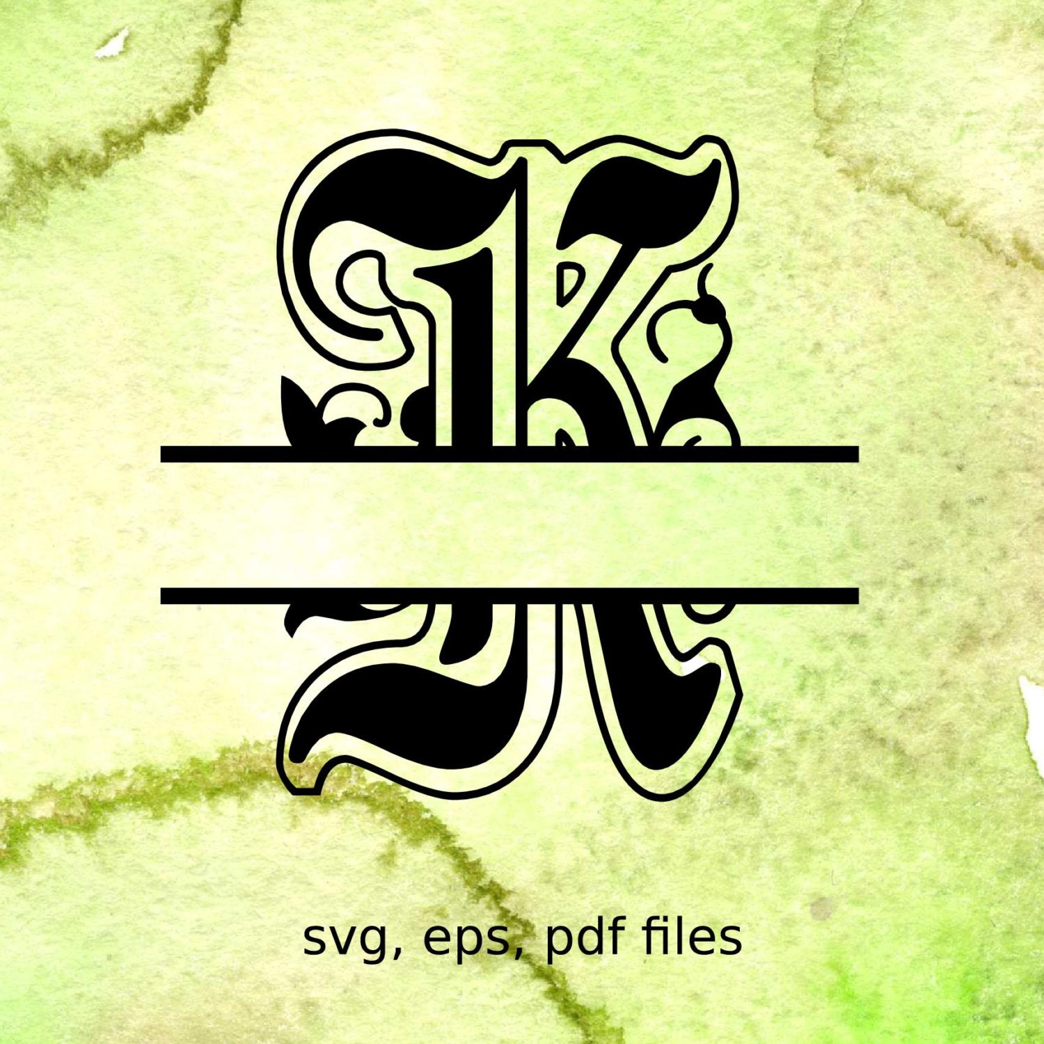 Download Gothic Split Monogram SVG Initial cutting files Split Letter