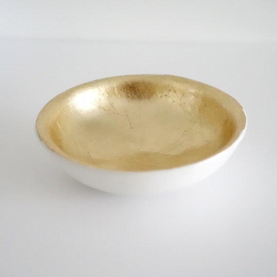 White and gold trinket dish ring dish jewellery dish