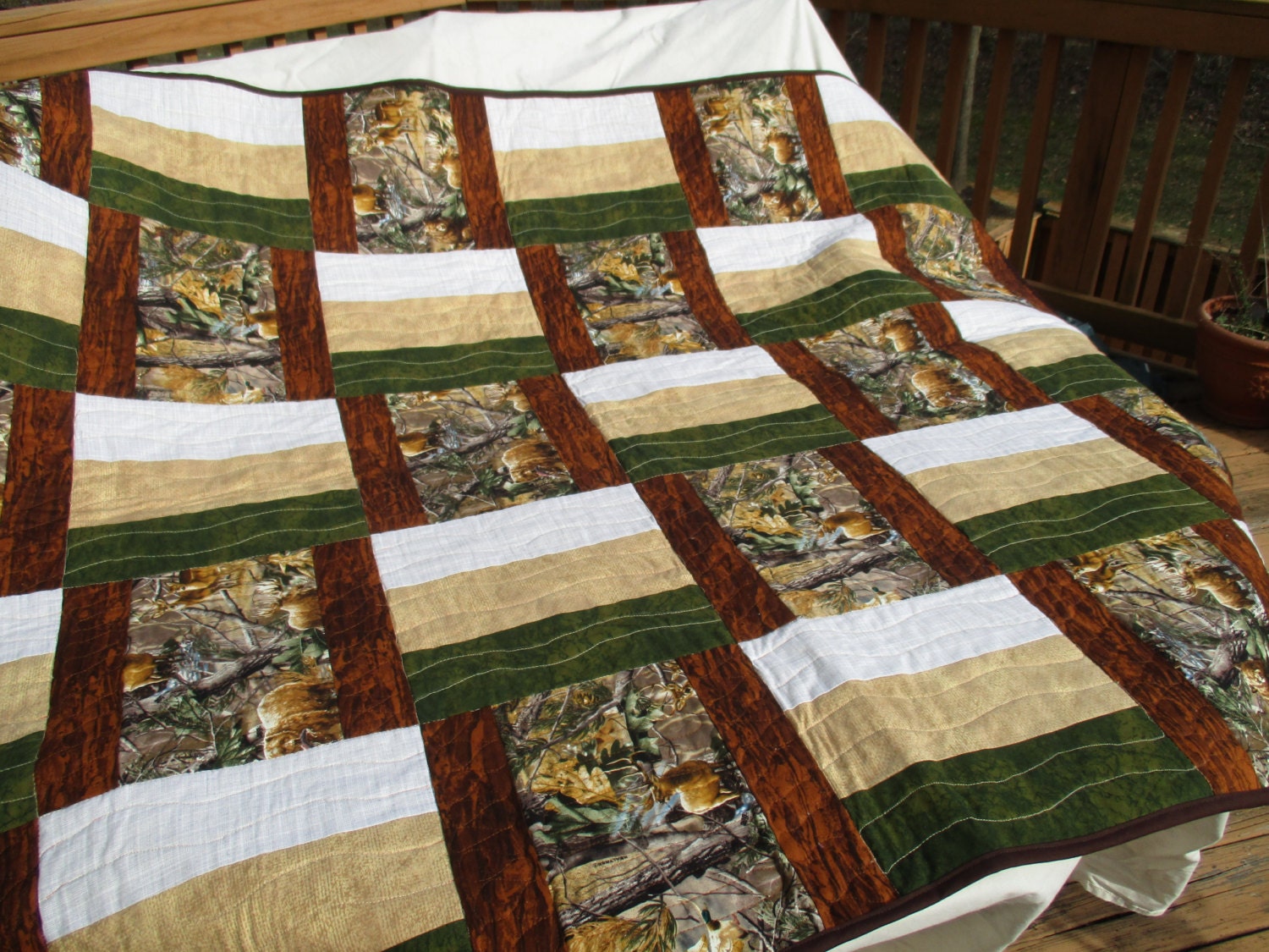 handmade quilt hunting forest realtree camo quilted