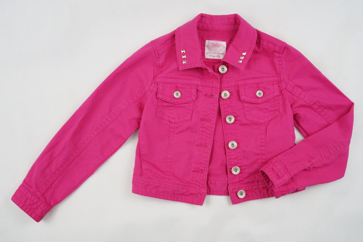 Girls Pink DENIM Jean Jacket with Stud Detail Size 10
