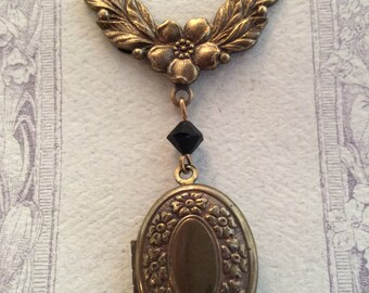Victorian Oval and Crescent Locket Brooch