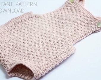 Baby romper Knitting pattern "Mia"- download pdf- baby knitting pattern- easy baby knitting- strikkeoppskrift