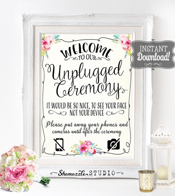 Unplugged Ceremony Poster INSTANT DOWNLOAD Wedding No