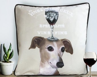 Greyhound gift for wine lover gift Greyhound pillow cover dog cushion cover Gift for dog lover uk seller only Cushion covers UK sofa pillow
