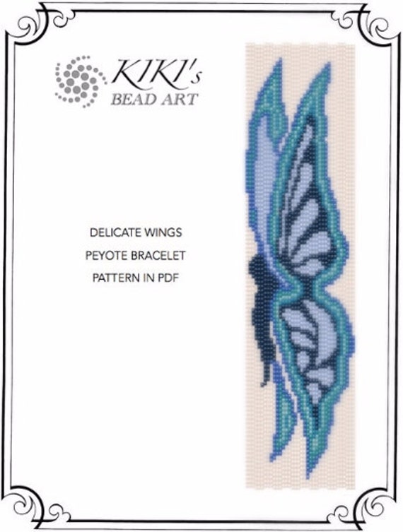 Pattern peyote bracelet Delicate wings peyote by KikisBeadArts