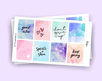 Watercolor Galaxy Planner Stickers for use with Erin Condren LifePlanner™ / Motivational Word Stickers / Full Box Stickers | KA8