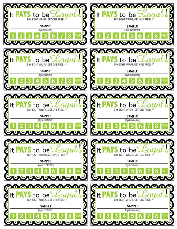 Loyal Customer Punch Card Template by printablesyoulove on Etsy