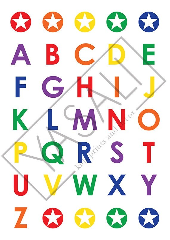 items similar to a4 alphabet print rainbow on etsy