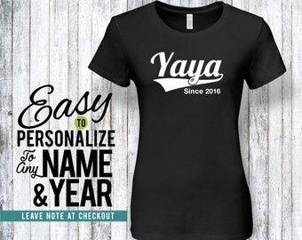 Yaya gift, yaya, family, family shirt, birthday shirt, birthday gift, personalized gift, tshirt, shirt, birthday, family tree, 40s, 50s