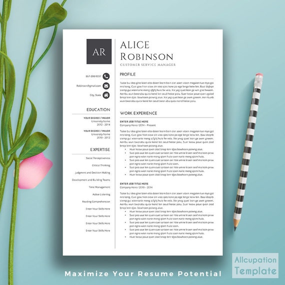 Professional Resume Template CV Template Cover by Allcupation