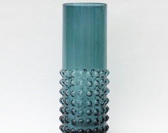 Fantastic vintage retro blue molded glass Vase. Made by Fåglaviks glasbruk, Sweden Scandinavian