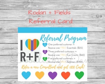Rodan and Fields Referral Card - postcard size - Printable - Digital Download- Rodan + Fields card