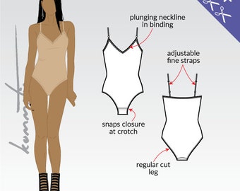 XS-XL Bodysuit with fine straps (PDF sewing pattern for jersey)
