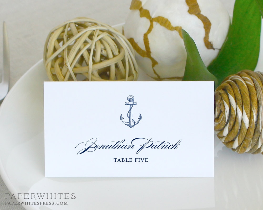 Printed Anchor Place Cards Nautical Preppy Coastal Sailing