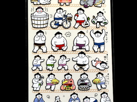 Japanese Stickers - Sumo Wrestlers - Sumo Wrestler Stickers  Washi Paper (S56)
