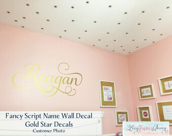 Script Name Wall Decal Fancy Swirl Font - Vinyl Wall Decal for Nursery Removable Wall Decal - Monogram Wall Sticker - Girls Room Decor USA