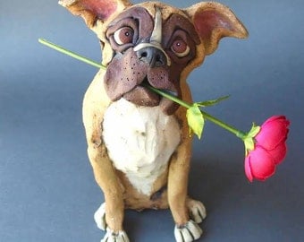 Boxer Dog Ceramic Pet Sculpture