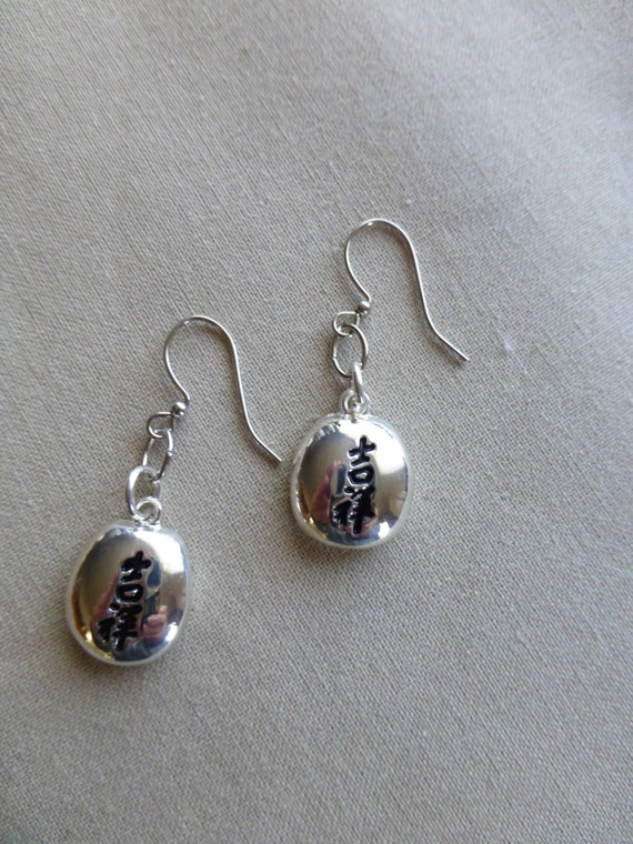 Earrings Pierced Asian Design Charms Silver