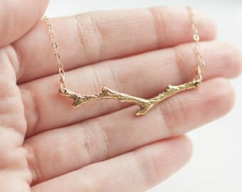 Gold Everyday Necklace - Gold Twig - Branch Necklace - Layering Necklace - Twig Necklace - Minimalist Jewelry