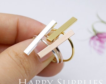 5Pcs 16.5mm Nickel Free - High Quality Rose Gold/Silver/Golden Brass Ring with Bar Pad (ZJ151)