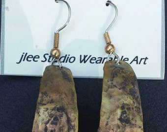 Distressed Brass Teardrop Earrings