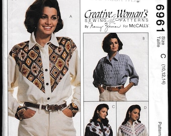 McCall's 6961 Misses' Long Sleeved Shirt with Yoke Variations.Creative Woman's ™ Sewing Patterns by Nancy Zieman.