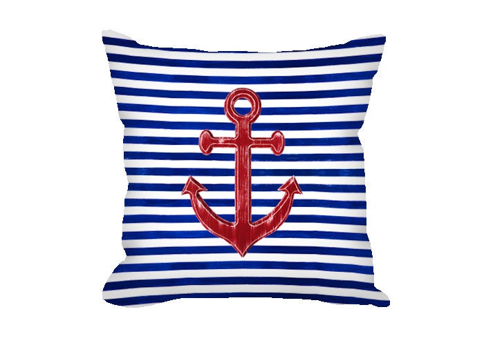 Nautical Pillow Cover Anchor Pillow Cover Red Anchor Pillow