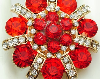 Red Floral Rhinestone Ring/Statement Ring/Gift For Her/Holiday Ring/Under 20 USD/Adjustable