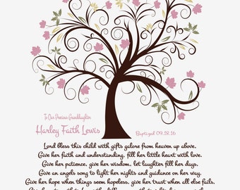 Baptism Gift Girl-Christening Poem-Dedication Print-Personalized Prayer-Baptism Gifts for Girls-Baptism for Her-Lord Bless This Child Poem